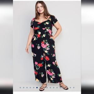 Fit & Flare Flutter-Sleeve Jumpsuit